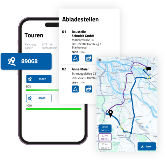 Tourbo.board Fahrer-App und Tourenplanung mit Tourbo.route